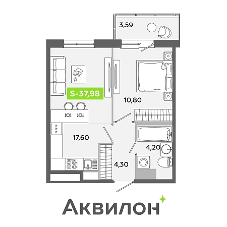 S (евро-двухкомнатная) № 193