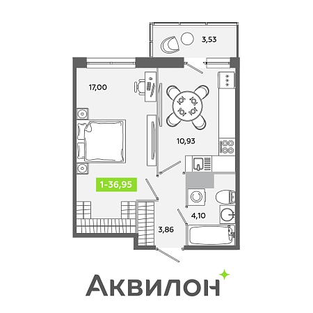 1К (однокомнатная) № 718