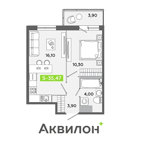 S (евро-двухкомнатная) № 147