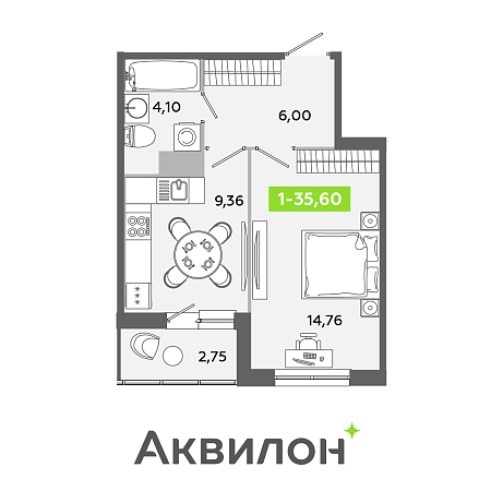 1К (однокомнатная) № 237